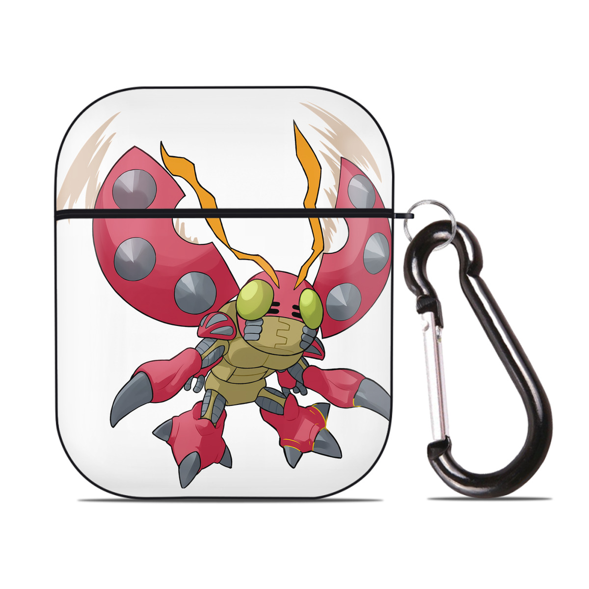 （画像用） Digimon デジタルモンスター/デジモン AirPods 第2世代保護ケース ハードシェル ブラック 耐衝撃・防指紋・カラビナ付き