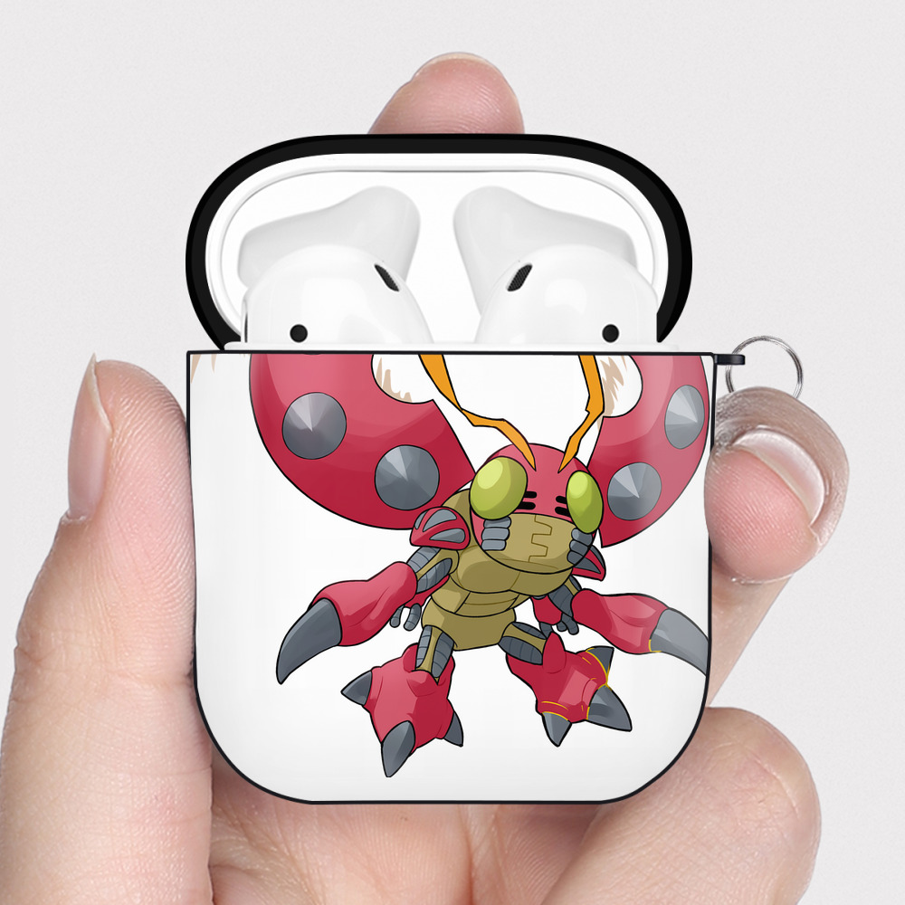 （画像用） Digimon デジタルモンスター/デジモン AirPods 第2世代保護ケース ハードシェル ブラック 耐衝撃・防指紋・カラビナ付き