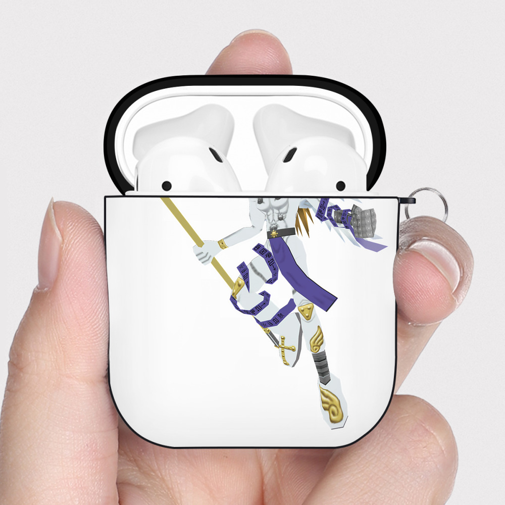 （画像用） Digimon デジタルモンスター/デジモン AirPods 第2世代保護ケース ハードシェル ブラック 耐衝撃・防指紋・カラビナ付き
