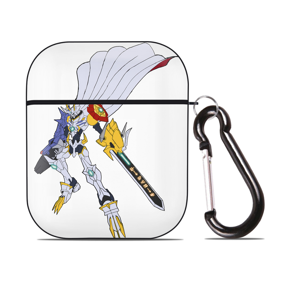 （画像用） Digimon デジタルモンスター/デジモン AirPods 第2世代保護ケース ハードシェル ブラック 耐衝撃・防指紋・カラビナ付き