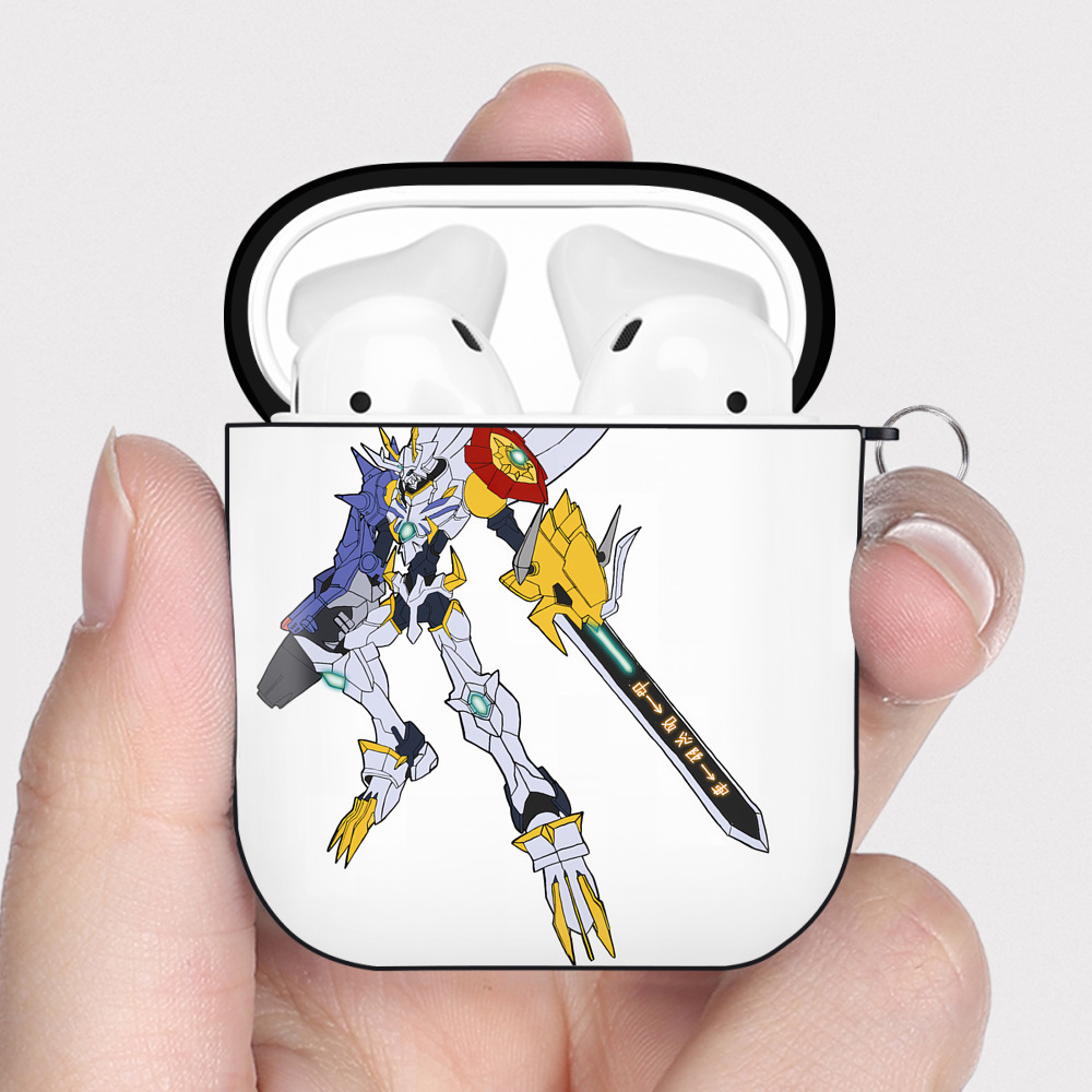 （画像用） Digimon デジタルモンスター/デジモン AirPods 第2世代保護ケース ハードシェル ブラック 耐衝撃・防指紋・カラビナ付き