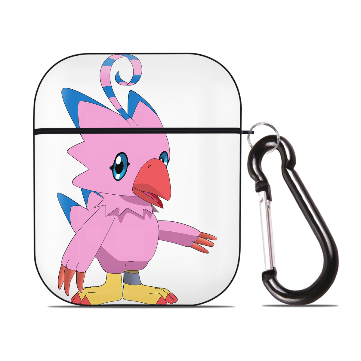 （画像用） Digimon デジタルモンスター/デジモン AirPods 第2世代保護ケース ハードシェル ブラック 耐衝撃・防指紋・カラビナ付き