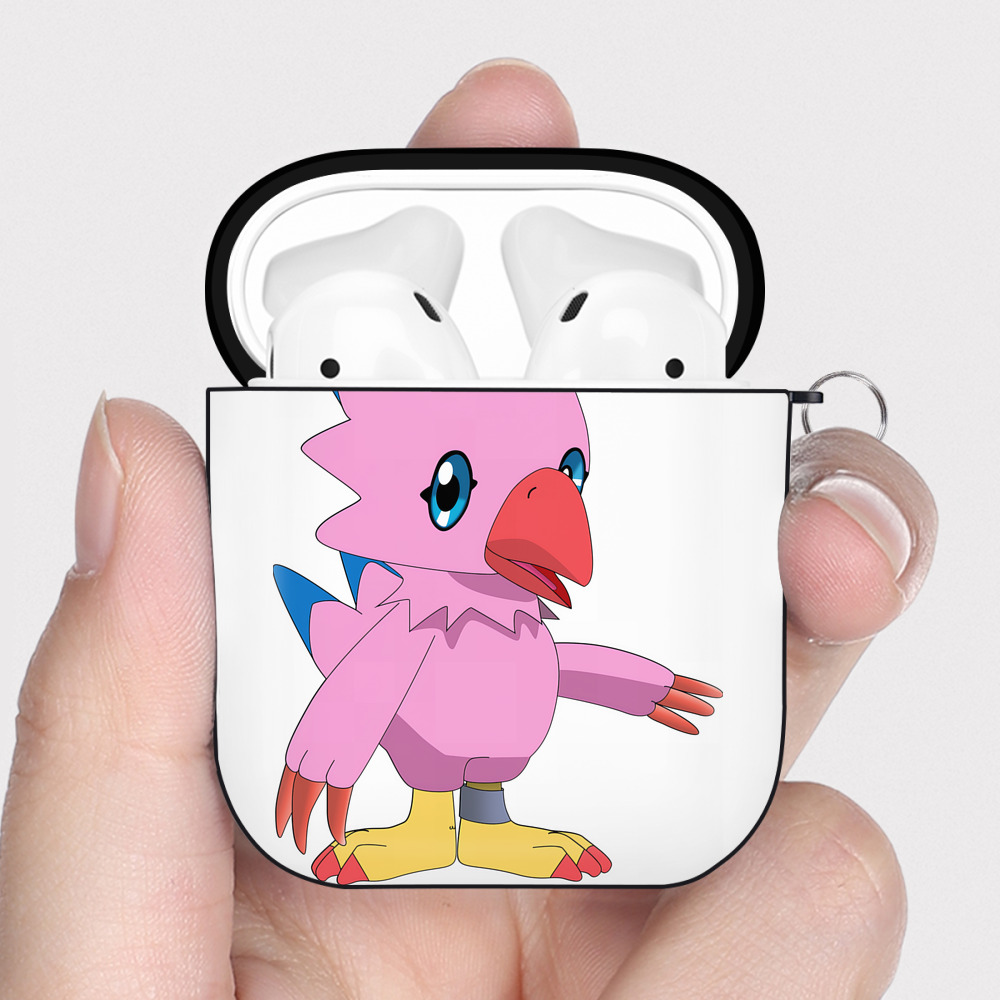 （画像用） Digimon デジタルモンスター/デジモン AirPods 第2世代保護ケース ハードシェル ブラック 耐衝撃・防指紋・カラビナ付き