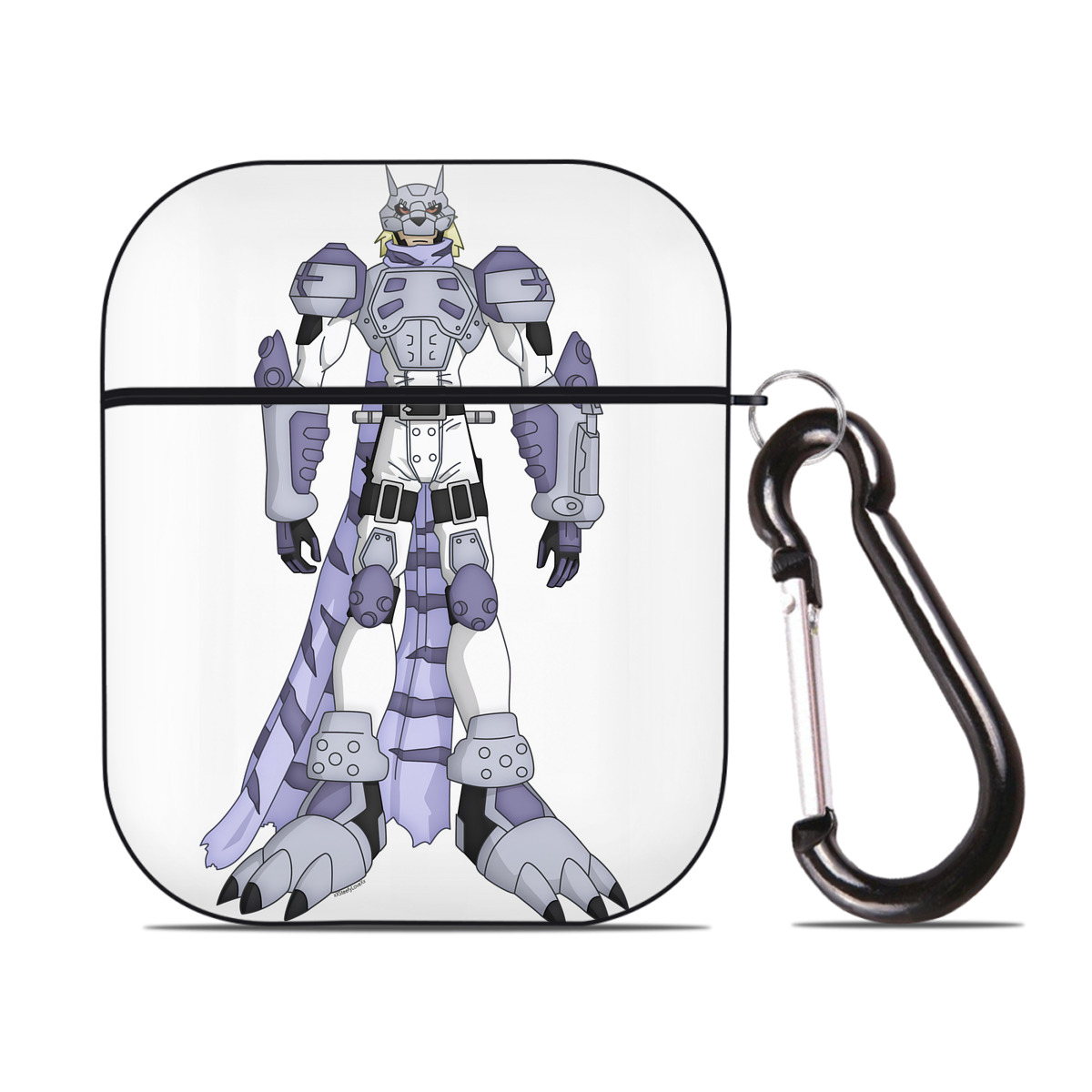（画像用） Digimon デジタルモンスター/デジモン AirPods 第2世代保護ケース ハードシェル ブラック 耐衝撃・防指紋・カラビナ付き
