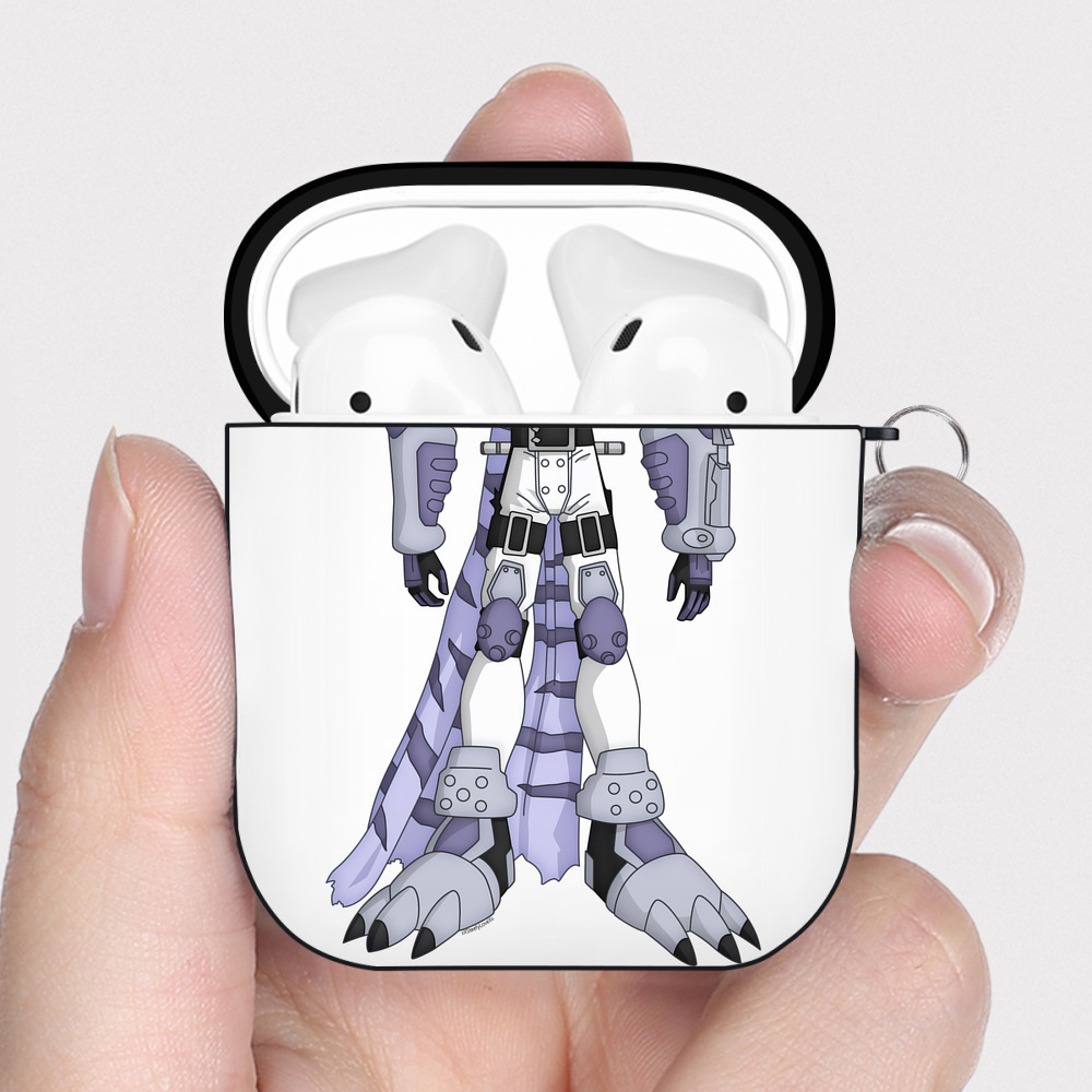 （画像用） Digimon デジタルモンスター/デジモン AirPods 第2世代保護ケース ハードシェル ブラック 耐衝撃・防指紋・カラビナ付き