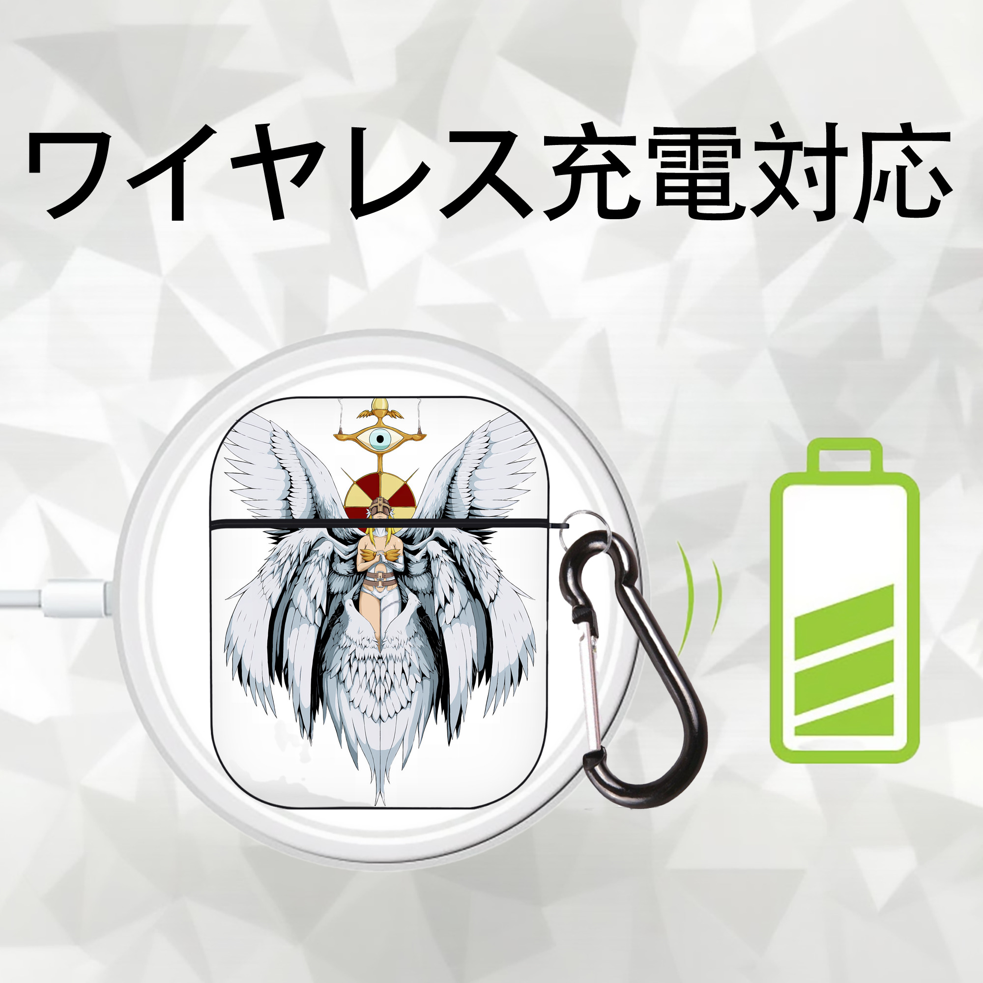 Digimon デジタルモンスター/デジモン AirPods 第2世代保護ケース ハードシェル ブラック 耐衝撃・防指紋・カラビナ付き