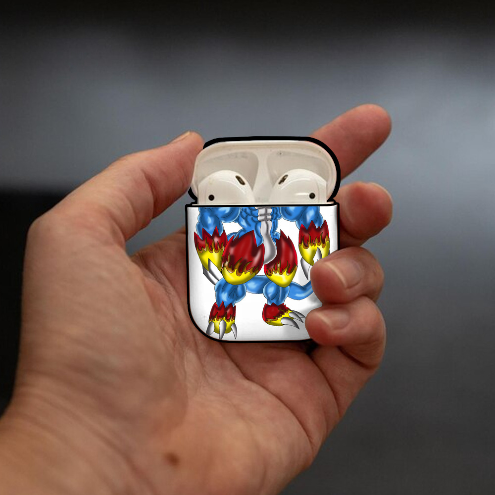 Digimon デジタルモンスター/デジモン AirPods 第2世代保護ケース ハードシェル ブラック 耐衝撃・防指紋・カラビナ付き