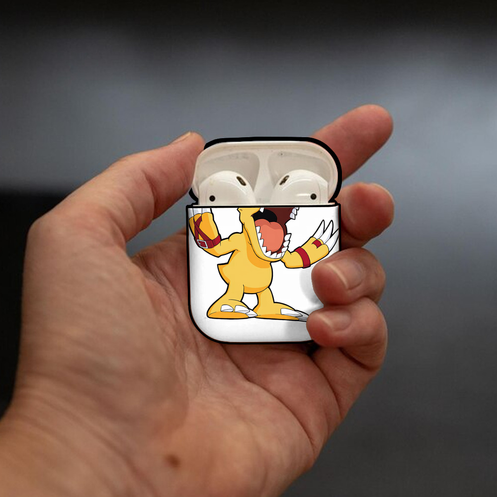 Digimon デジタルモンスター/デジモン AirPods 第2世代保護ケース ハードシェル ブラック 耐衝撃・防指紋・カラビナ付き
