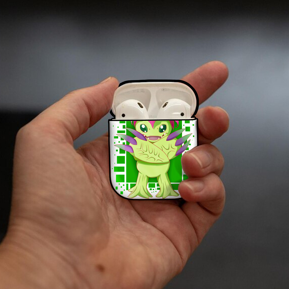 Digimon デジタルモンスター/デジモン AirPods 第2世代保護ケース ハードシェル ブラック 耐衝撃・防指紋・カラビナ付き