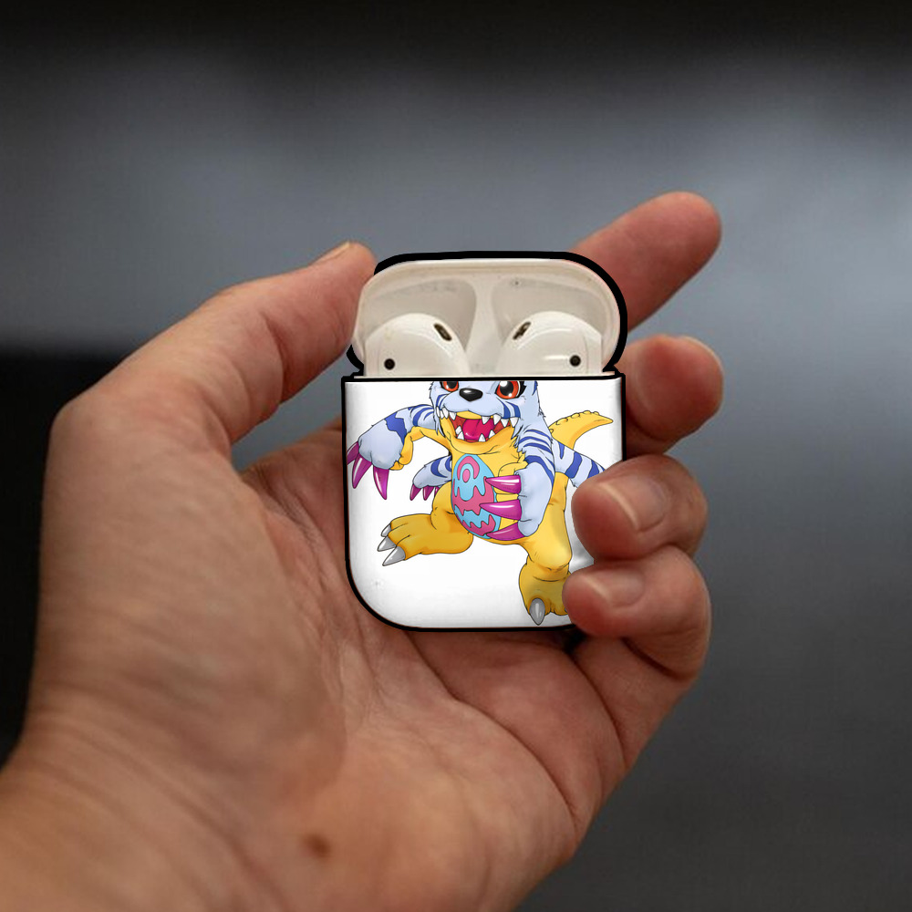 Digimon デジタルモンスター/デジモン AirPods 第2世代保護ケース ハードシェル ブラック 耐衝撃・防指紋・カラビナ付き