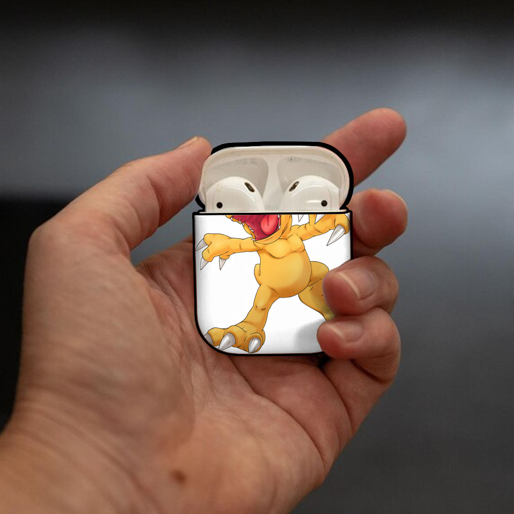 Digimon デジタルモンスター/デジモン AirPods 第2世代保護ケース ハードシェル ブラック 耐衝撃・防指紋・カラビナ付き