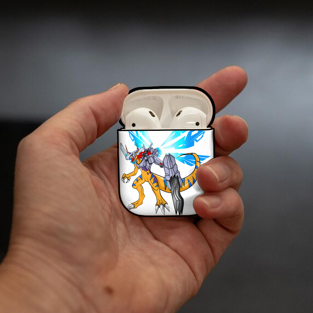 Digimon デジタルモンスター/デジモン AirPods 第2世代保護ケース ハードシェル ブラック 耐衝撃・防指紋・カラビナ付き