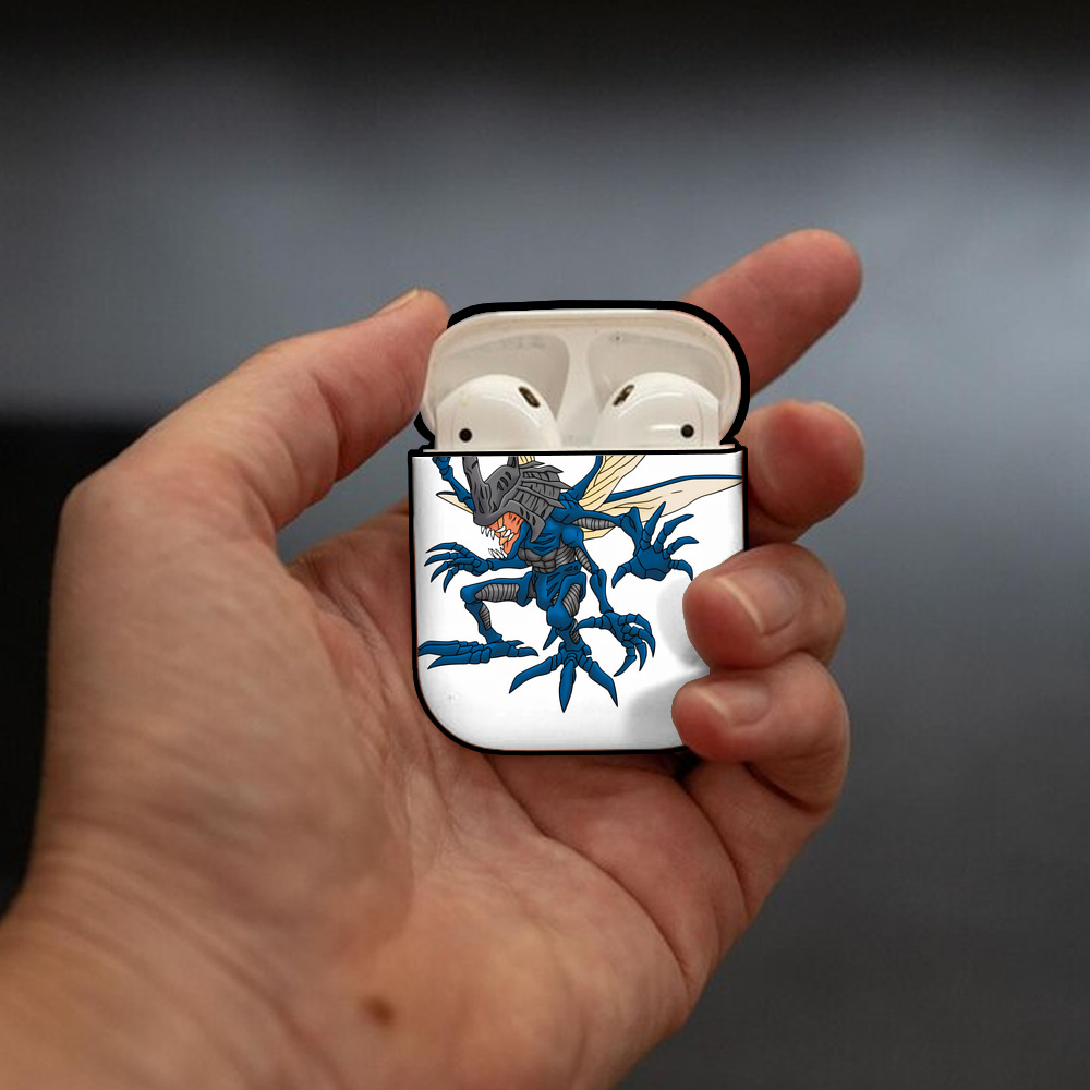 Digimon デジタルモンスター/デジモン AirPods 第2世代保護ケース ハードシェル ブラック 耐衝撃・防指紋・カラビナ付き