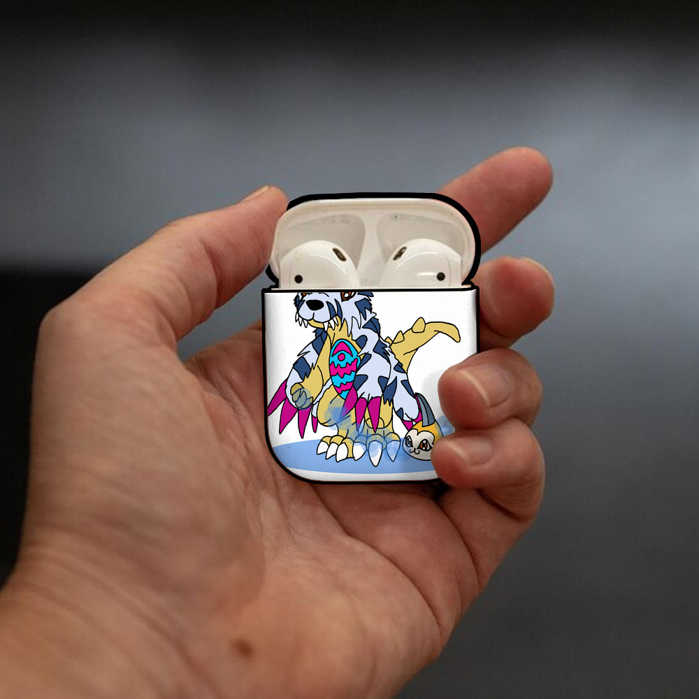 Digimon デジタルモンスター/デジモン AirPods 第2世代保護ケース ハードシェル ブラック 耐衝撃・防指紋・カラビナ付き