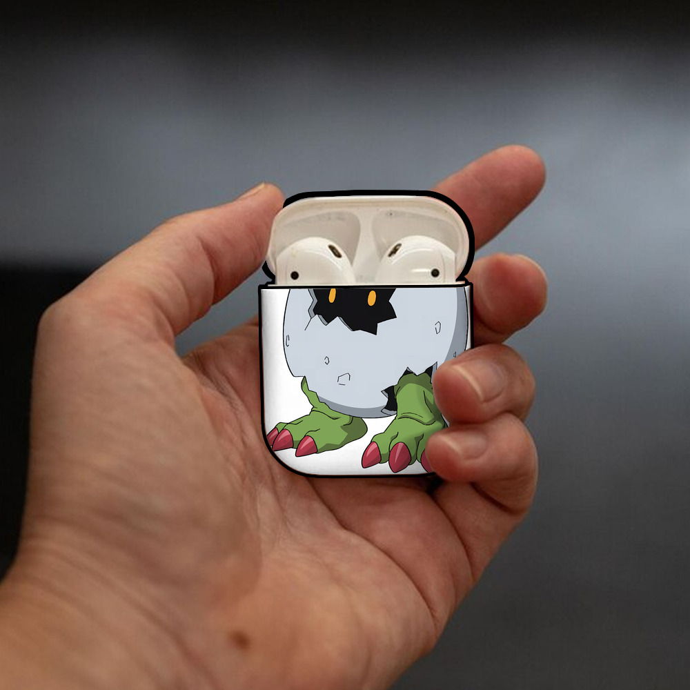 Digimon デジタルモンスター/デジモン AirPods 第2世代保護ケース ハードシェル ブラック 耐衝撃・防指紋・カラビナ付き