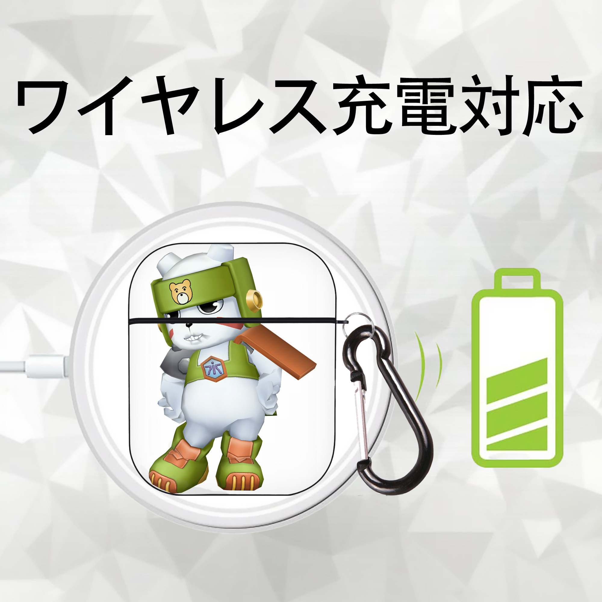 Digimon デジタルモンスター/デジモン AirPods 第2世代保護ケース ハードシェル ブラック 耐衝撃・防指紋・カラビナ付き