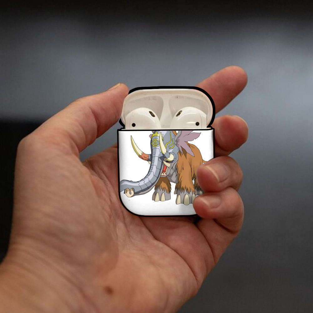 Digimon デジタルモンスター/デジモン AirPods 第2世代保護ケース ハードシェル ブラック 耐衝撃・防指紋・カラビナ付き