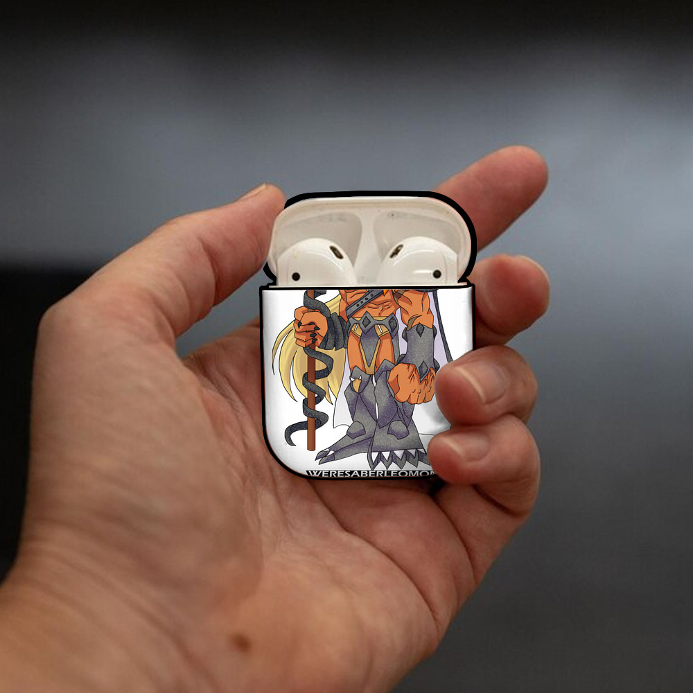Digimon デジタルモンスター/デジモン AirPods 第2世代保護ケース ハードシェル ブラック 耐衝撃・防指紋・カラビナ付き