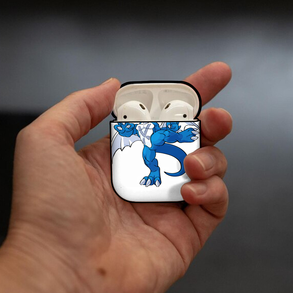 Digimon デジタルモンスター/デジモン AirPods 第2世代保護ケース ハードシェル ブラック 耐衝撃・防指紋・カラビナ付き