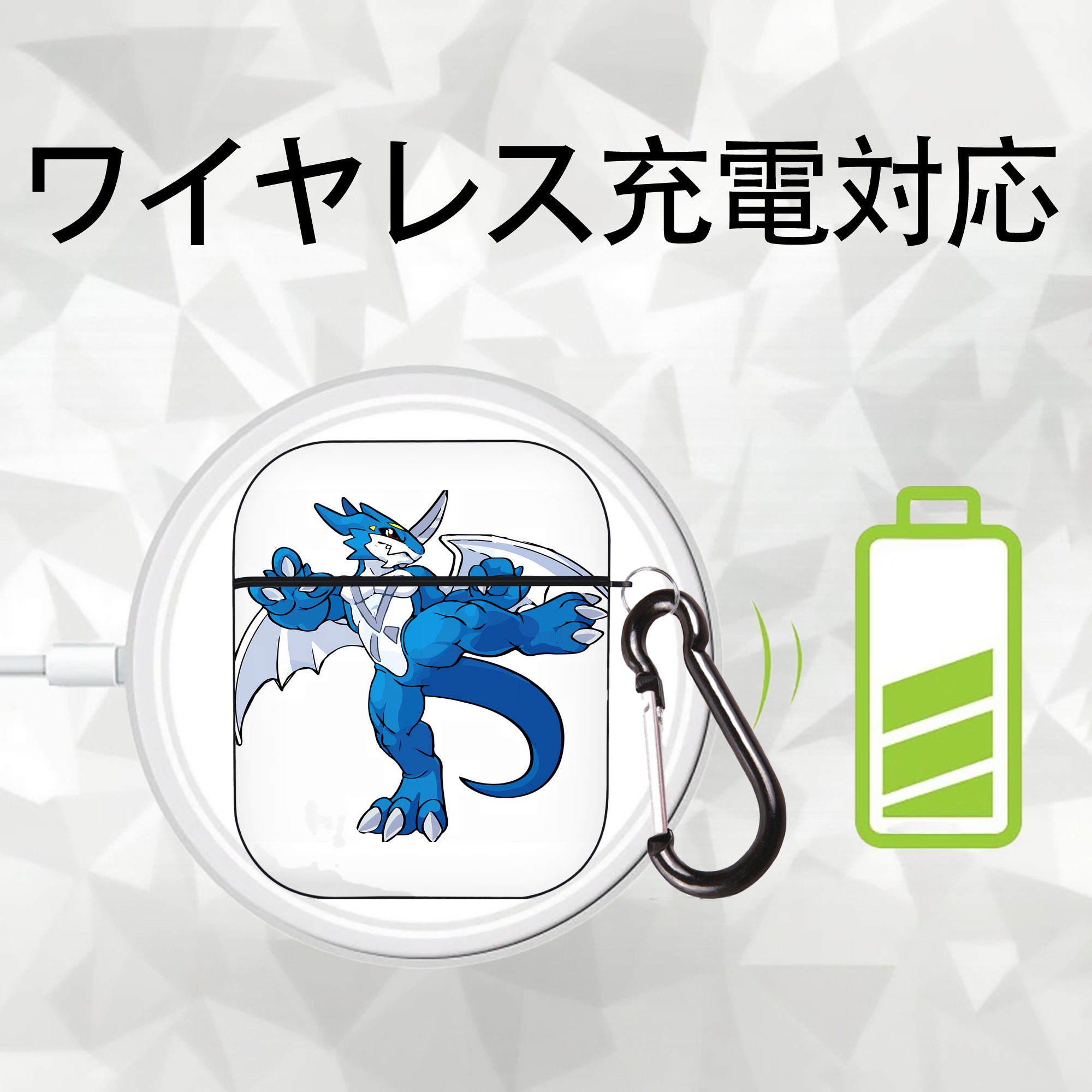 Digimon デジタルモンスター/デジモン AirPods 第2世代保護ケース ハードシェル ブラック 耐衝撃・防指紋・カラビナ付き