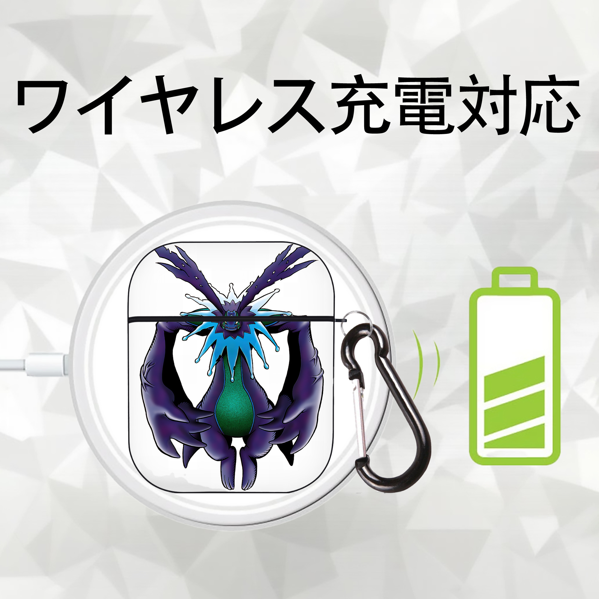 Digimon デジタルモンスター/デジモン AirPods 第2世代保護ケース ハードシェル ブラック 耐衝撃・防指紋・カラビナ付き