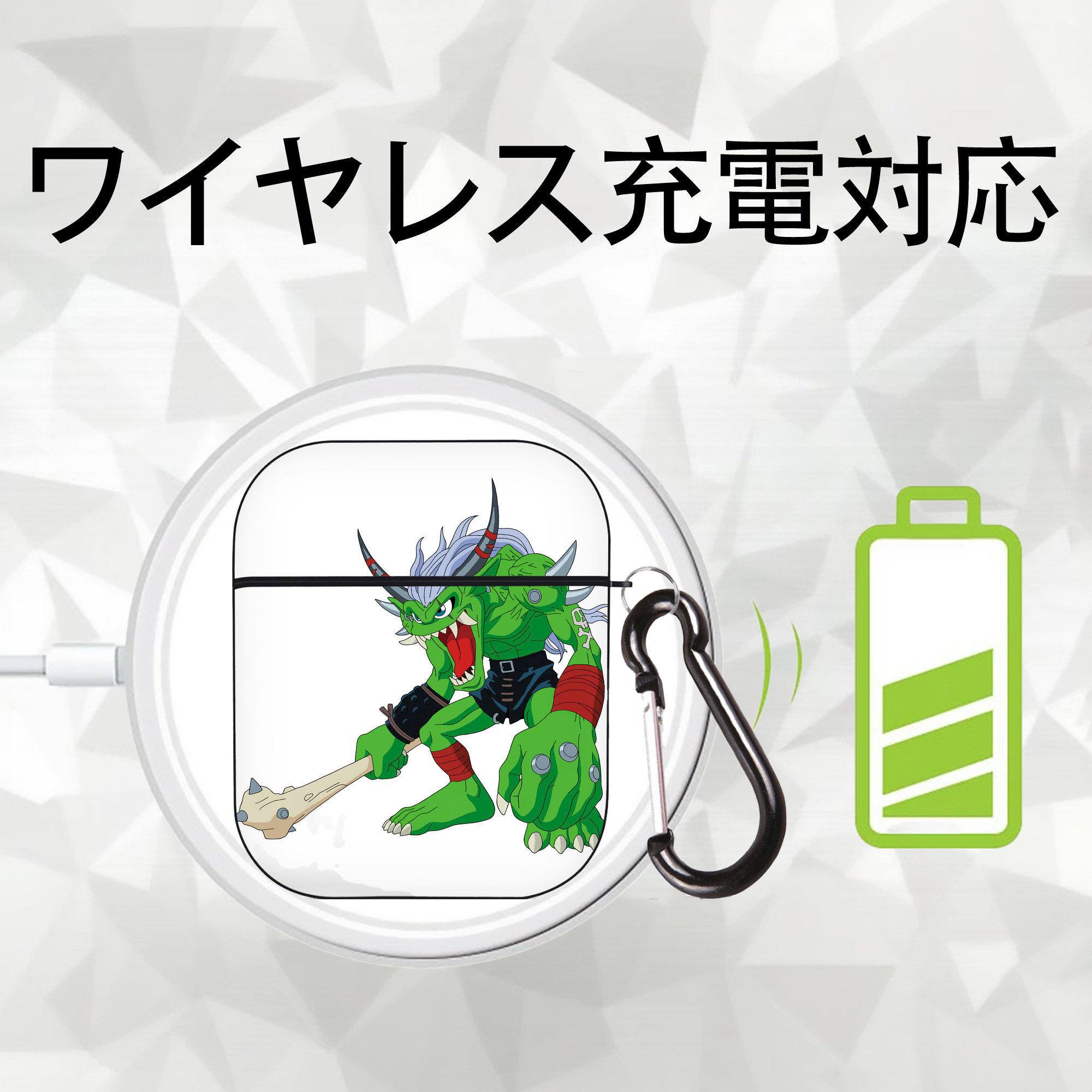Digimon デジタルモンスター/デジモン AirPods 第2世代保護ケース ハードシェル ブラック 耐衝撃・防指紋・カラビナ付き