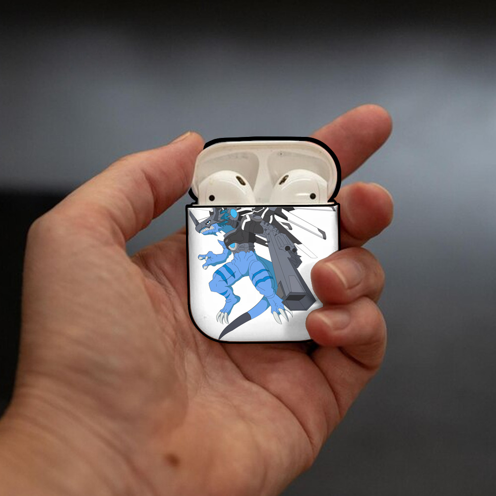 Digimon デジタルモンスター/デジモン AirPods 第2世代保護ケース ハードシェル ブラック 耐衝撃・防指紋・カラビナ付き