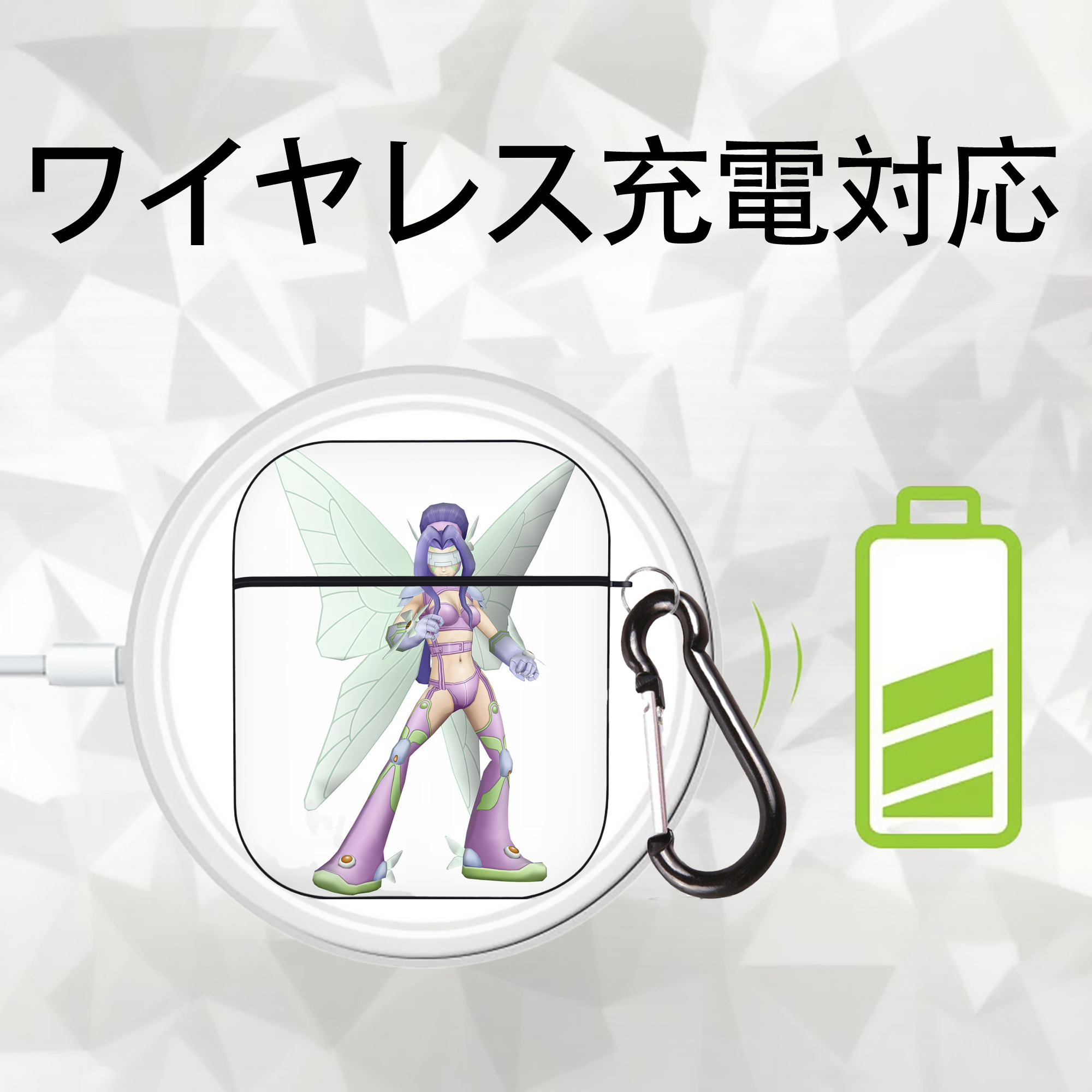 Digimon デジタルモンスター/デジモン AirPods 第2世代保護ケース ハードシェル ブラック 耐衝撃・防指紋・カラビナ付き