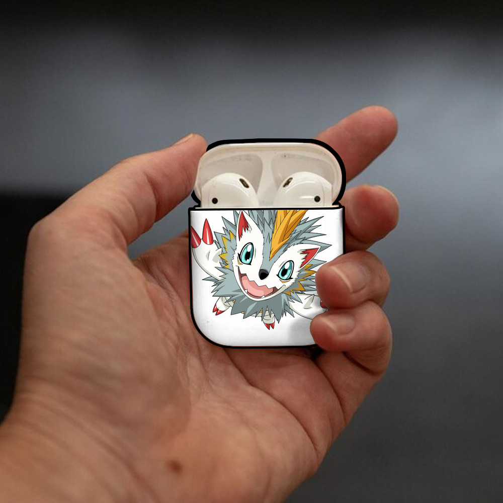 Digimon デジタルモンスター/デジモン AirPods 第2世代保護ケース ハードシェル ブラック 耐衝撃・防指紋・カラビナ付き