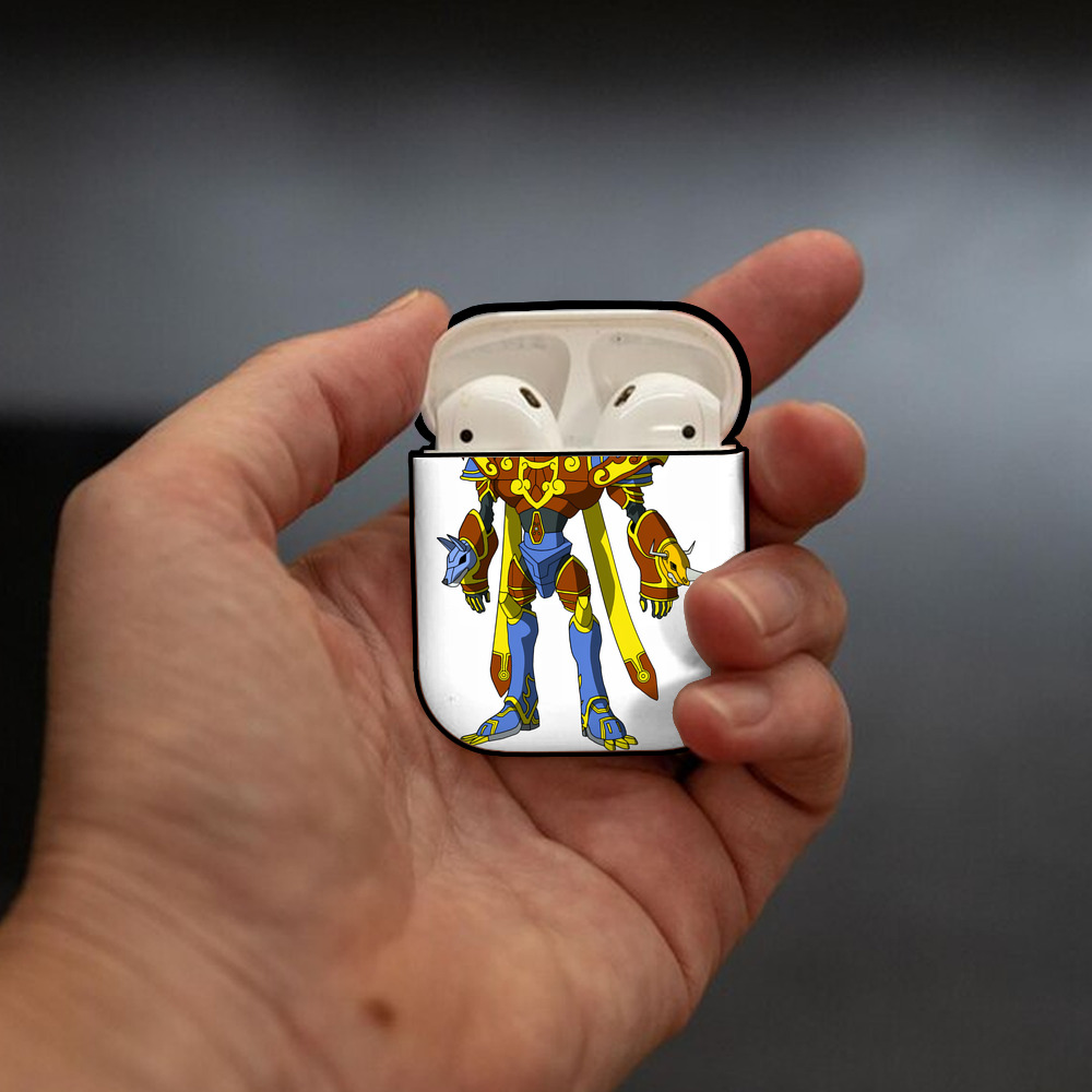 Digimon デジタルモンスター/デジモン AirPods 第2世代保護ケース ハードシェル ブラック 耐衝撃・防指紋・カラビナ付き