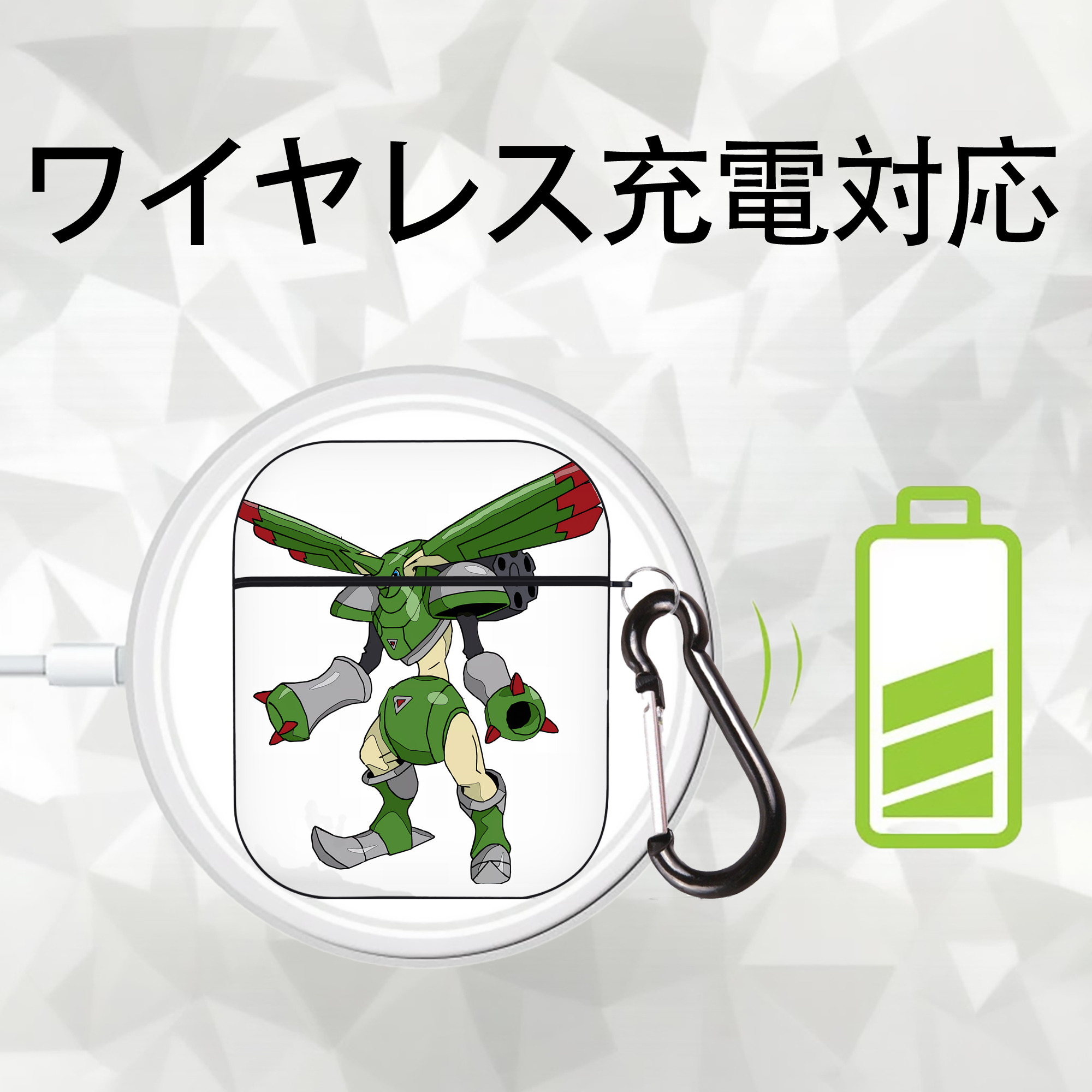 Digimon デジタルモンスター/デジモン AirPods 第2世代保護ケース ハードシェル ブラック 耐衝撃・防指紋・カラビナ付き