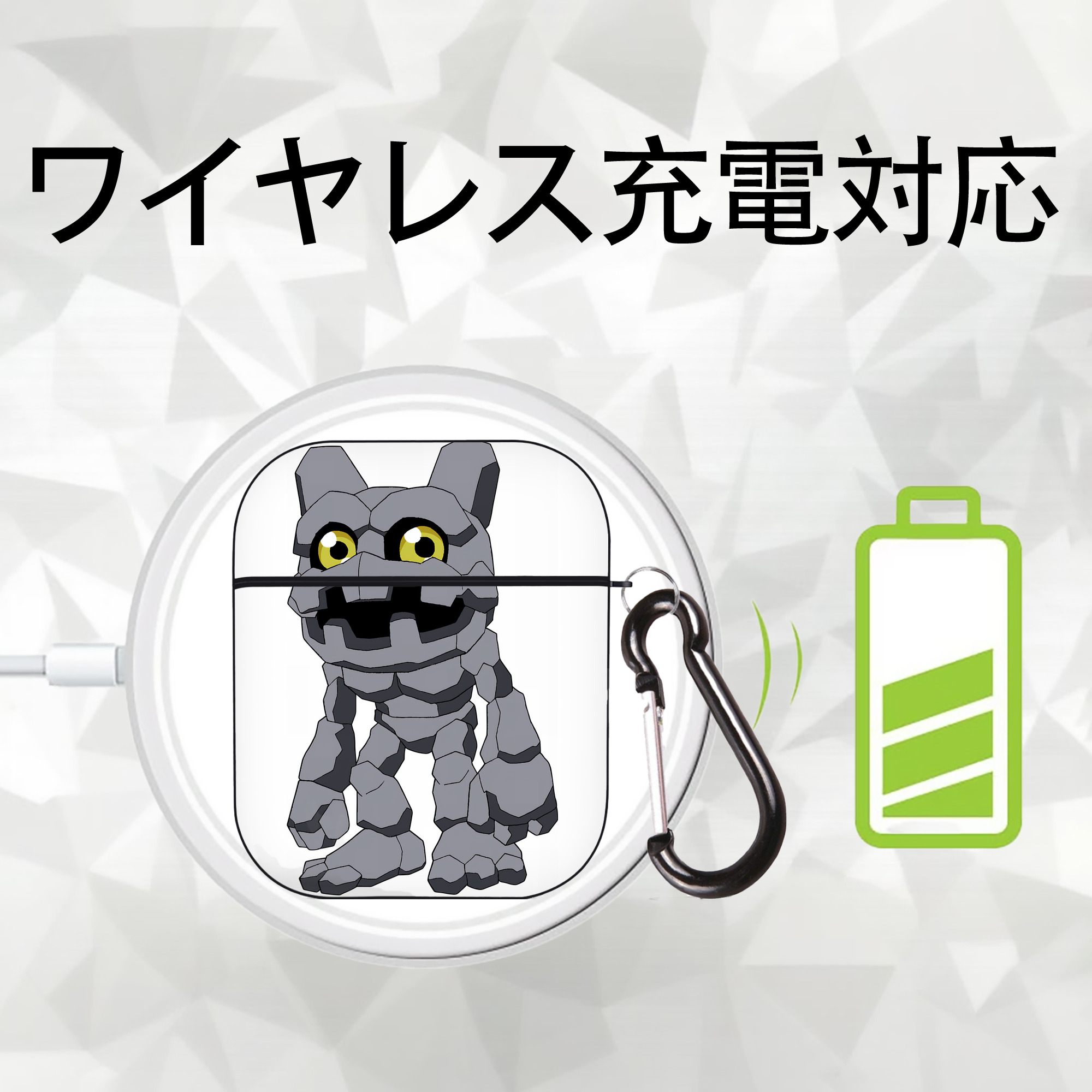 Digimon デジタルモンスター/デジモン AirPods 第2世代保護ケース ハードシェル ブラック 耐衝撃・防指紋・カラビナ付き