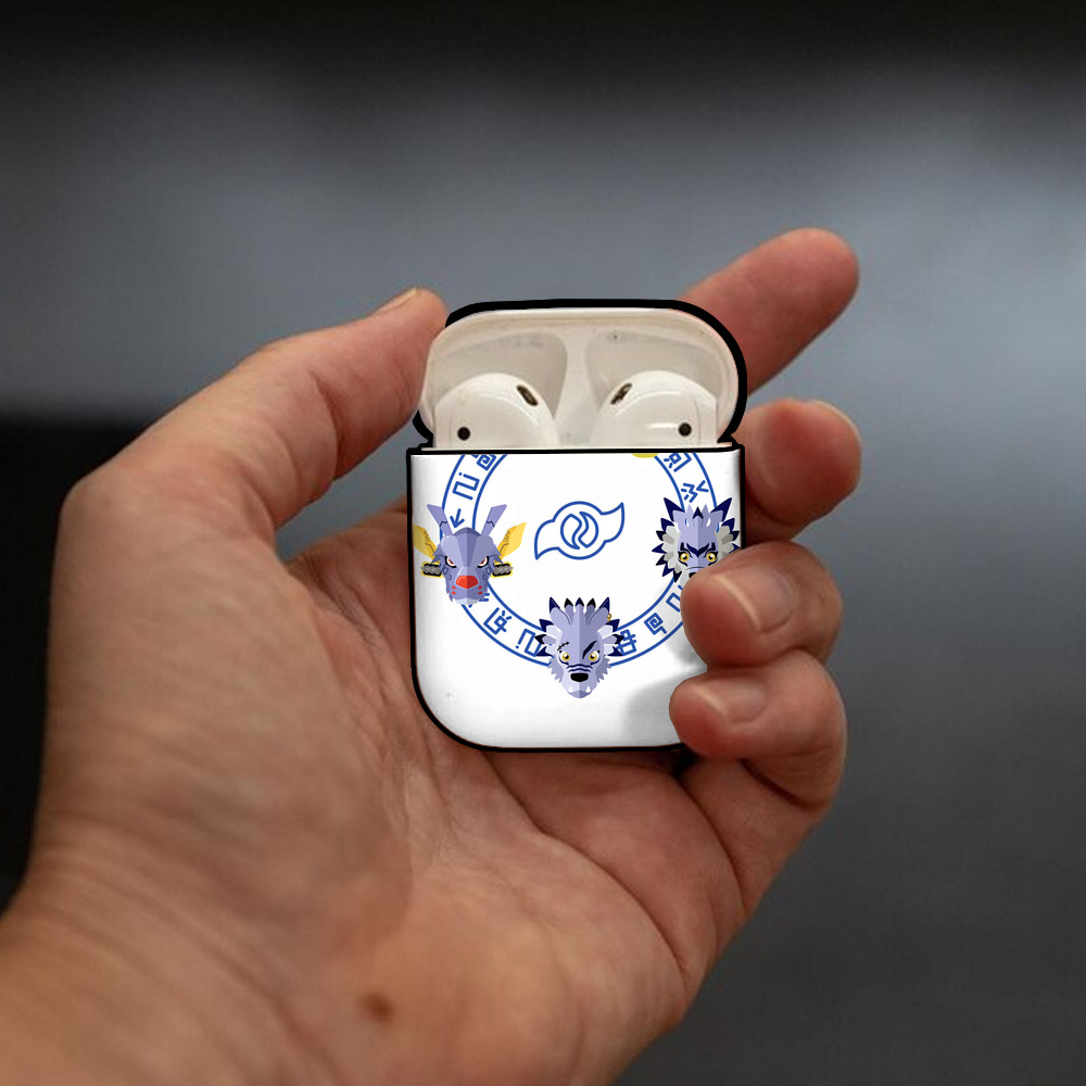 Digimon デジタルモンスター/デジモン AirPods 第2世代保護ケース ハードシェル ブラック 耐衝撃・防指紋・カラビナ付き