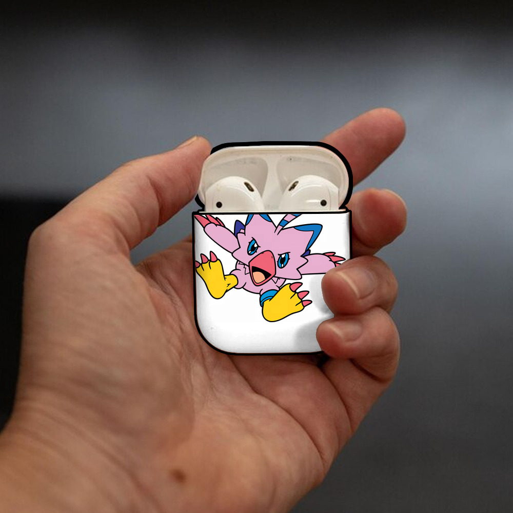 Digimon デジタルモンスター/デジモン AirPods 第2世代保護ケース ハードシェル ブラック 耐衝撃・防指紋・カラビナ付き