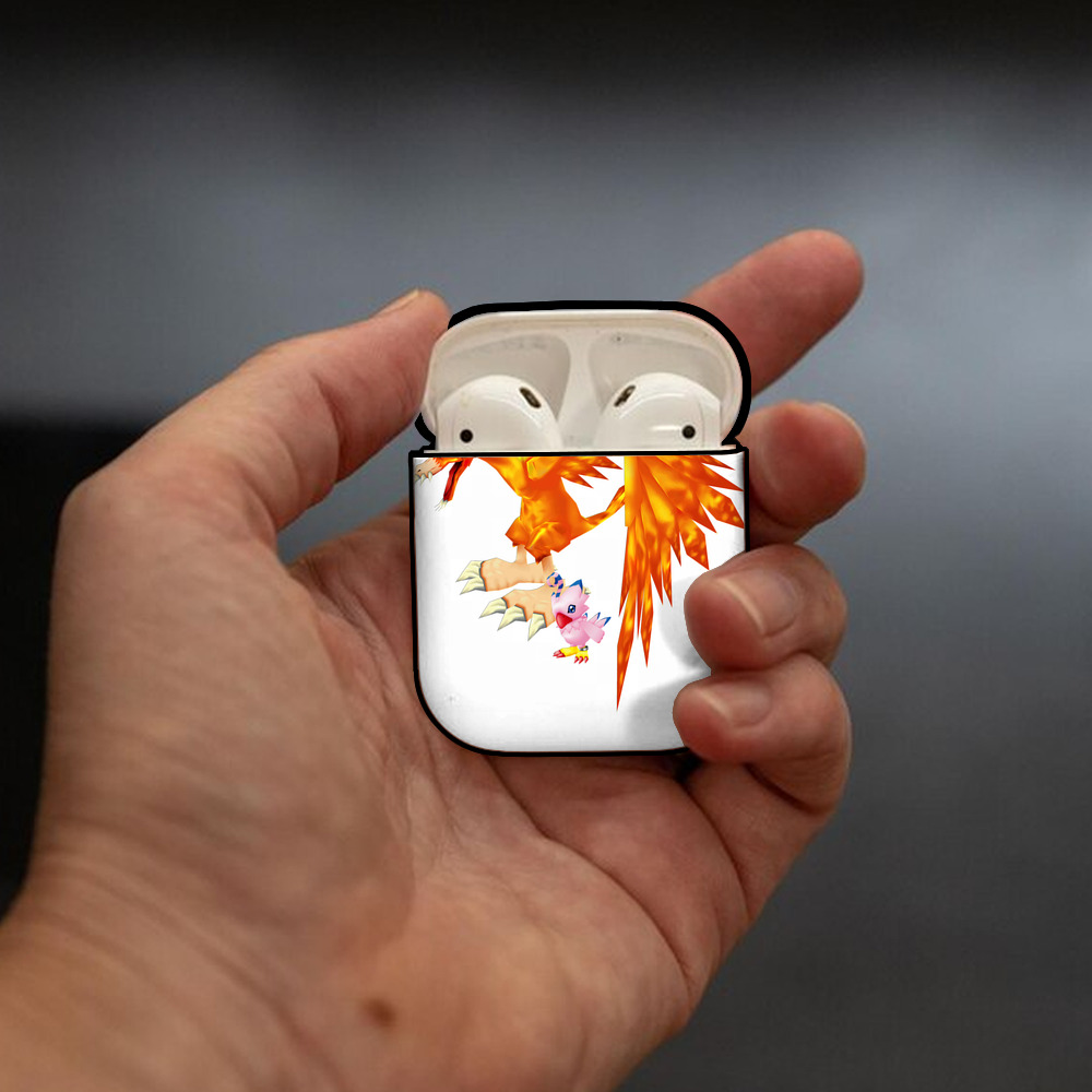 Digimon デジタルモンスター/デジモン AirPods 第2世代保護ケース ハードシェル ブラック 耐衝撃・防指紋・カラビナ付き