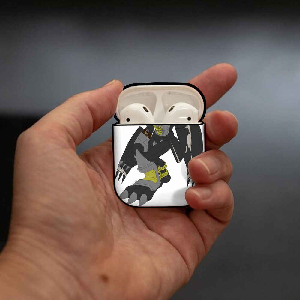 Digimon デジタルモンスター/デジモン AirPods 第2世代保護ケース ハードシェル ブラック 耐衝撃・防指紋・カラビナ付き