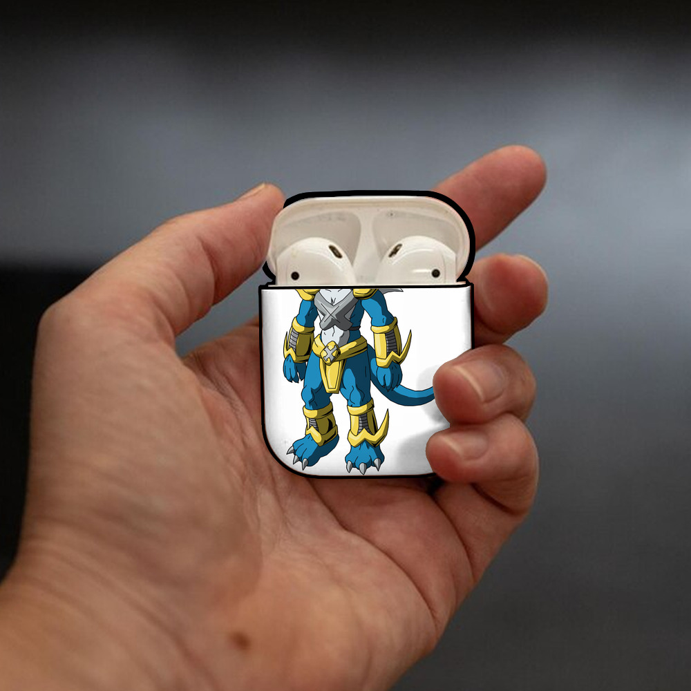 Digimon デジタルモンスター/デジモン AirPods 第2世代保護ケース ハードシェル ブラック 耐衝撃・防指紋・カラビナ付き