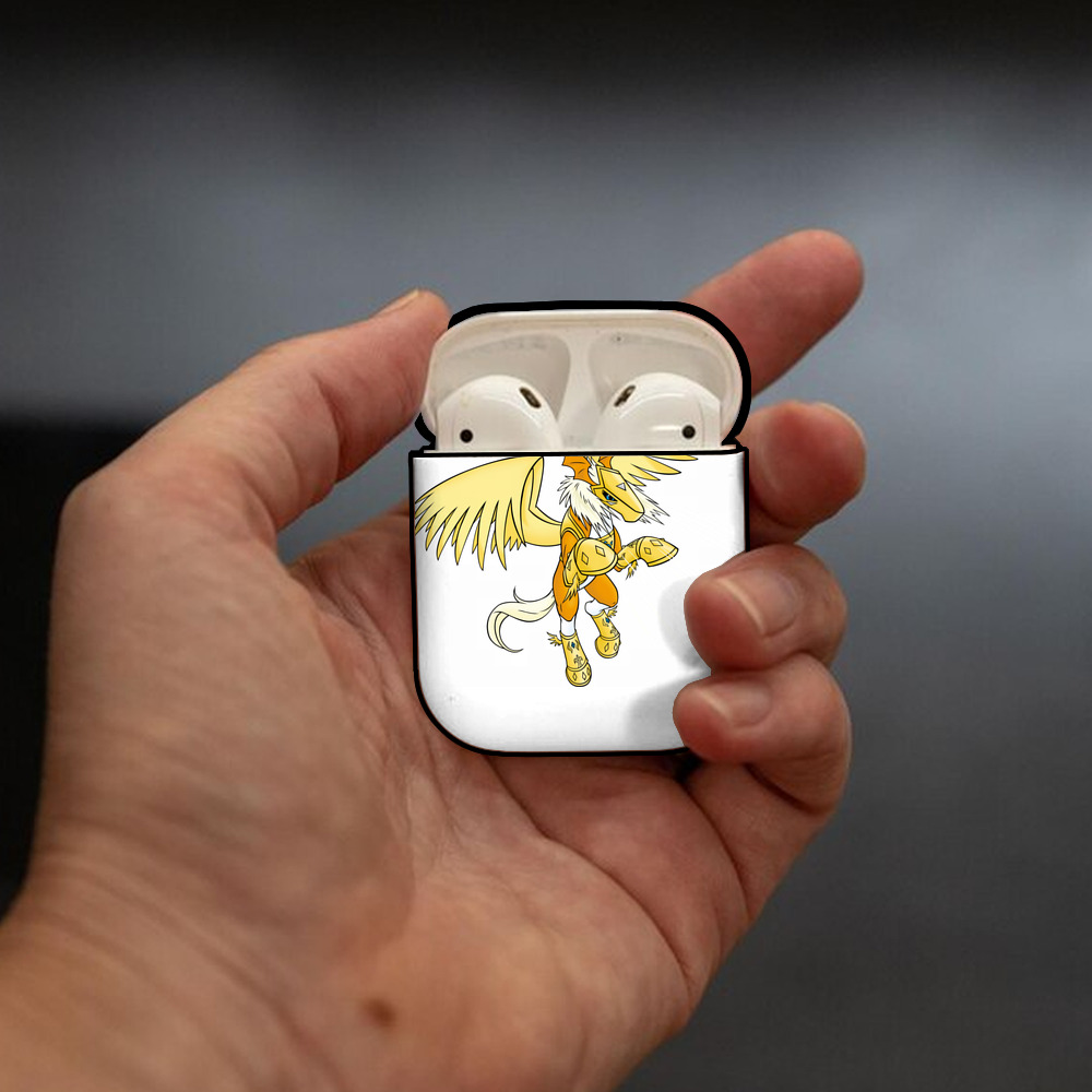 Digimon デジタルモンスター/デジモン AirPods 第2世代保護ケース ハードシェル ブラック 耐衝撃・防指紋・カラビナ付き