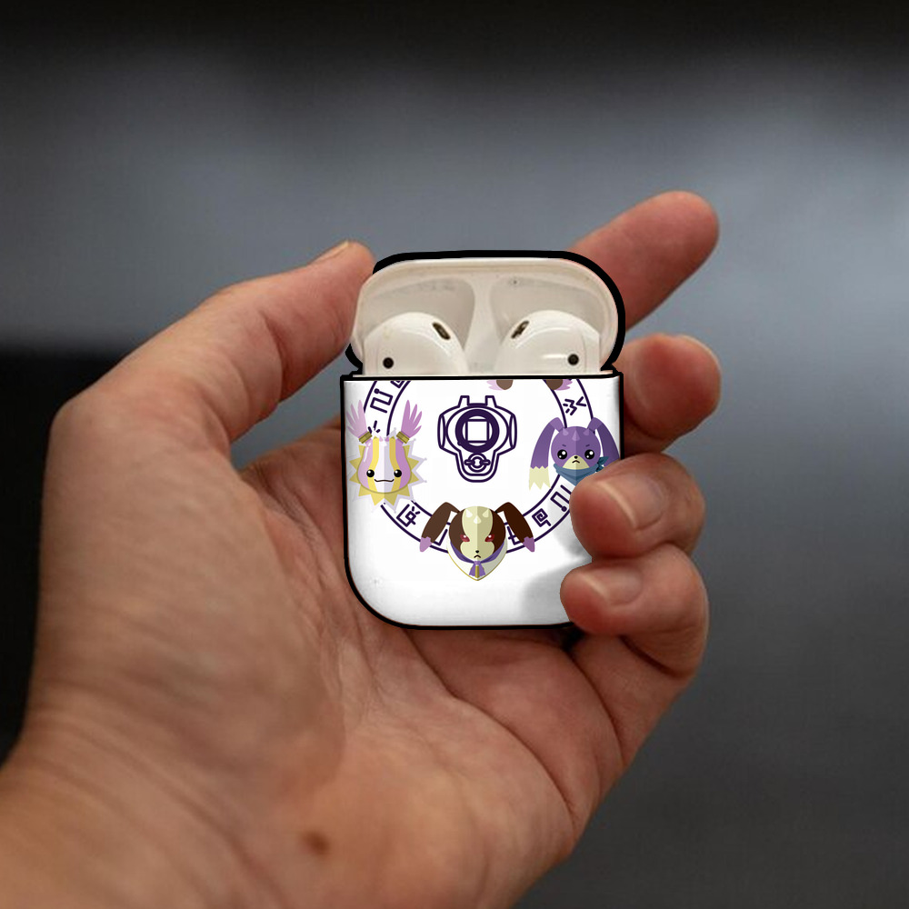 Digimon デジタルモンスター/デジモン AirPods 第2世代保護ケース ハードシェル ブラック 耐衝撃・防指紋・カラビナ付き