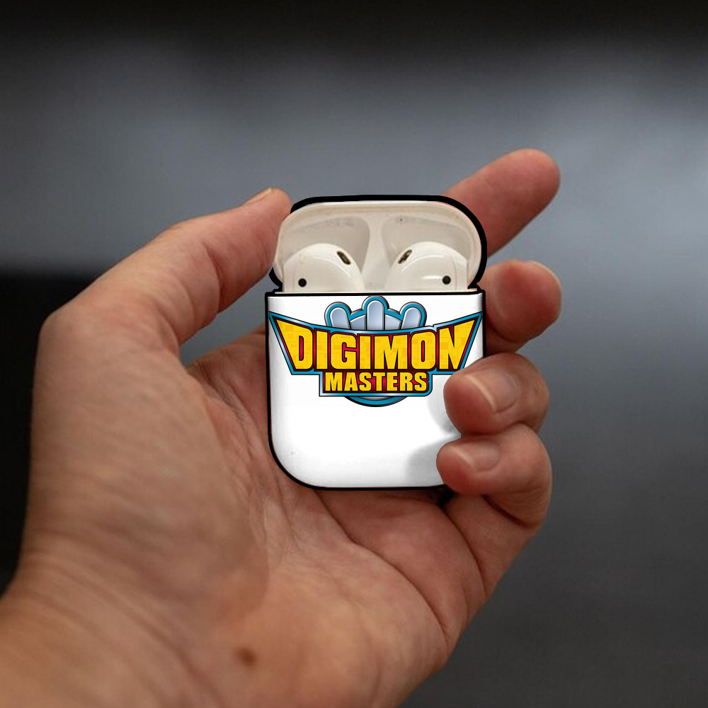 Digimon デジタルモンスター/デジモン AirPods 第2世代保護ケース ハードシェル ブラック 耐衝撃・防指紋・カラビナ付き