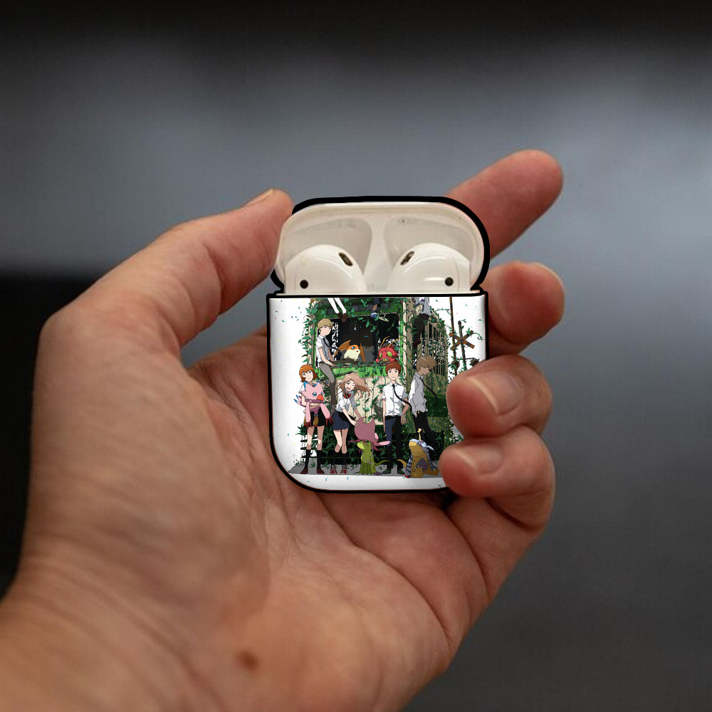 Digimon デジタルモンスター/デジモン AirPods 第2世代保護ケース ハードシェル ブラック 耐衝撃・防指紋・カラビナ付き