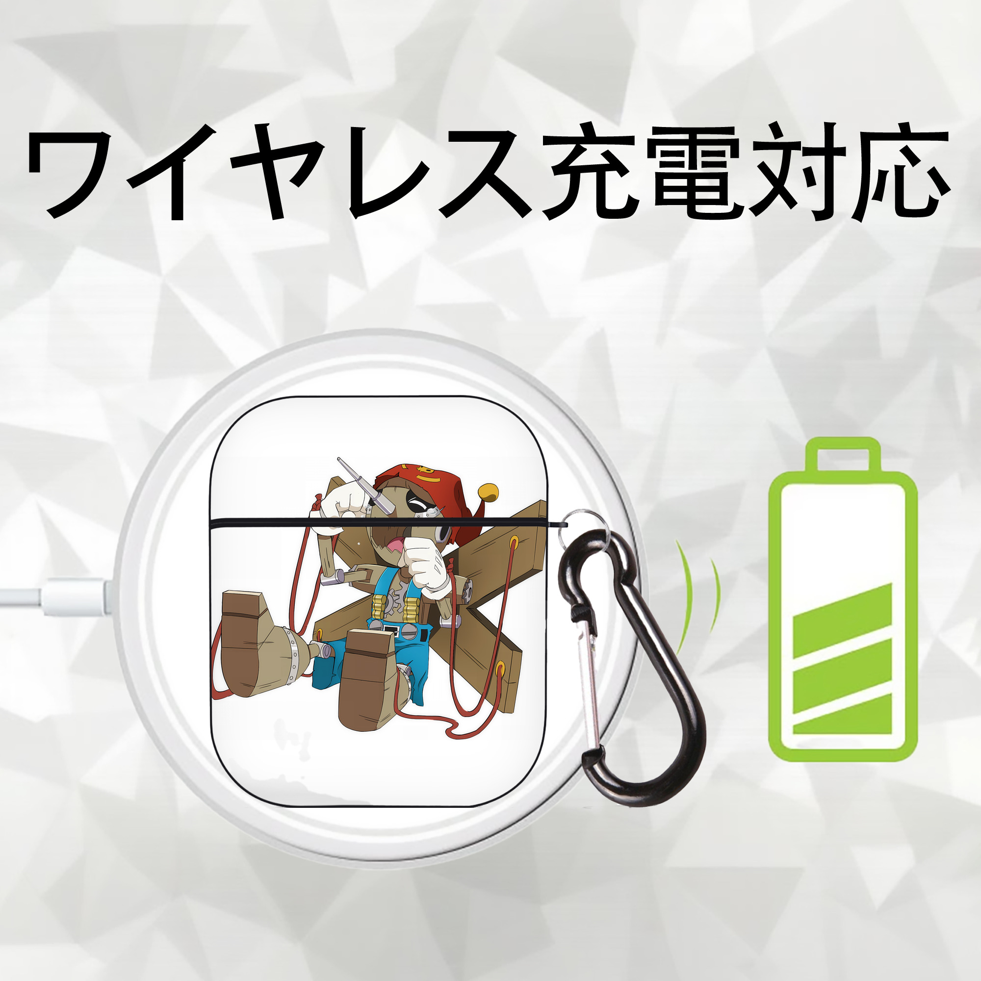 Digimon デジタルモンスター/デジモン AirPods 第2世代保護ケース ハードシェル ブラック 耐衝撃・防指紋・カラビナ付き