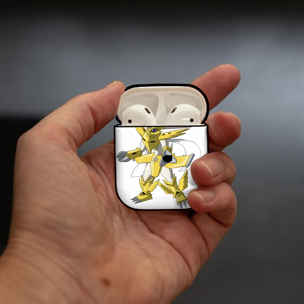 Digimon デジタルモンスター/デジモン AirPods 第2世代保護ケース ハードシェル ブラック 耐衝撃・防指紋・カラビナ付き