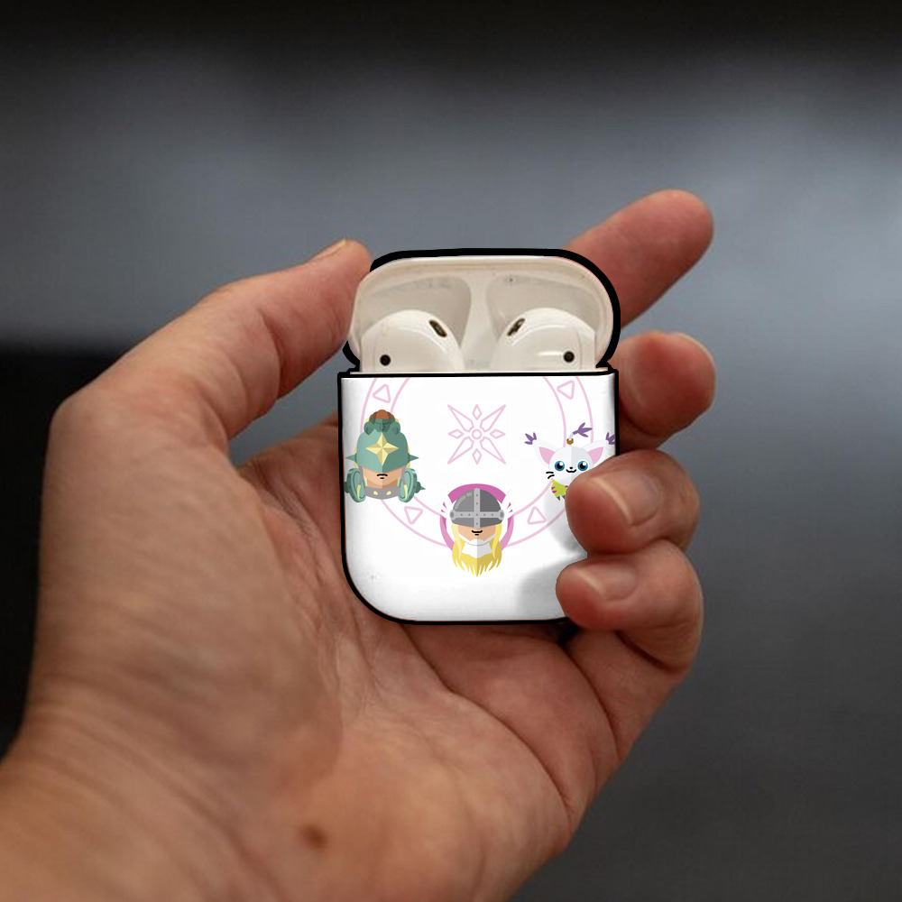 Digimon デジタルモンスター/デジモン AirPods 第2世代保護ケース ハードシェル ブラック 耐衝撃・防指紋・カラビナ付き