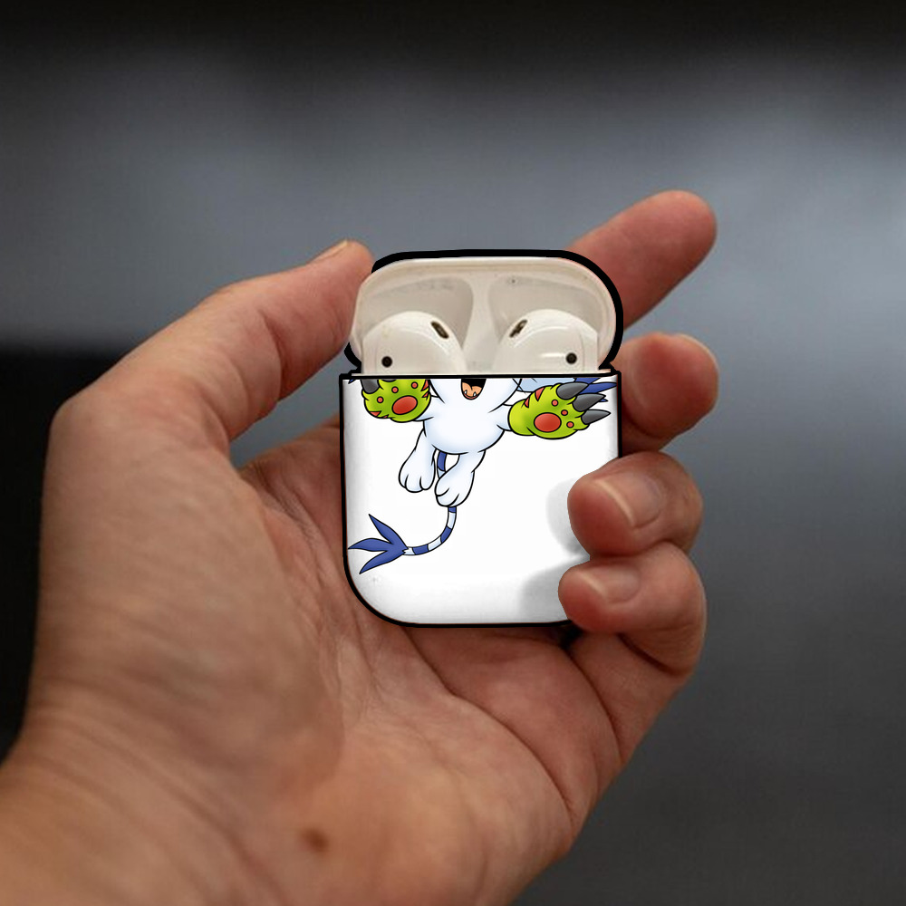 Digimon デジタルモンスター/デジモン AirPods 第2世代保護ケース ハードシェル ブラック 耐衝撃・防指紋・カラビナ付き