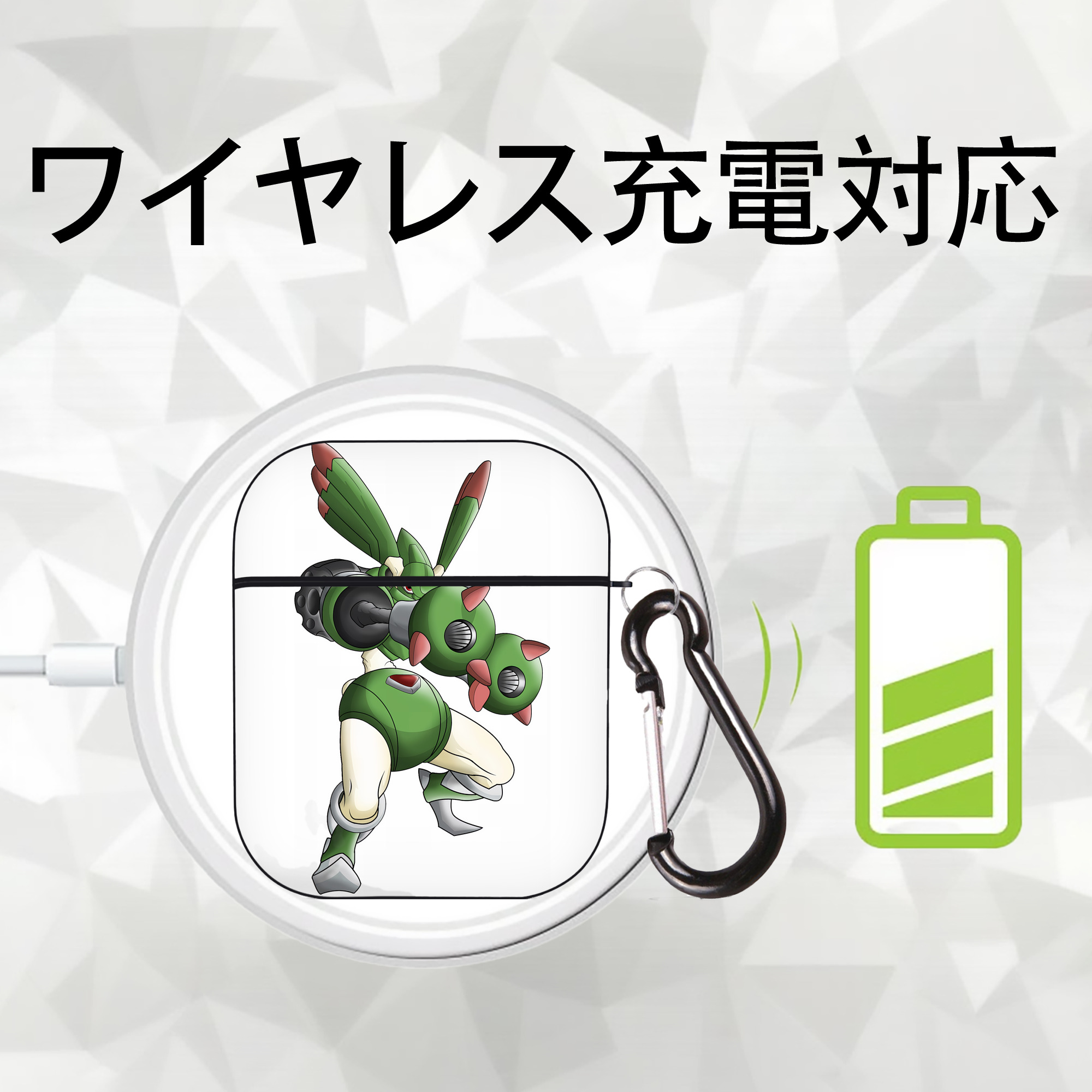 Digimon デジタルモンスター/デジモン AirPods 第2世代保護ケース ハードシェル ブラック 耐衝撃・防指紋・カラビナ付き