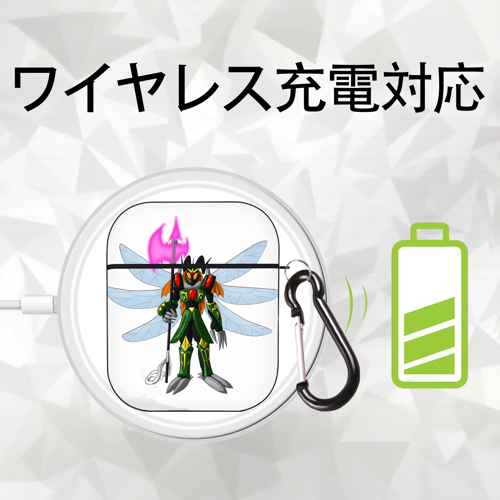 Digimon デジタルモンスター/デジモン AirPods 第2世代保護ケース ハードシェル ブラック 耐衝撃・防指紋・カラビナ付き