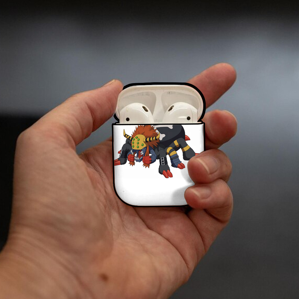 Digimon デジタルモンスター/デジモン AirPods 第2世代保護ケース ハードシェル ブラック 耐衝撃・防指紋・カラビナ付き