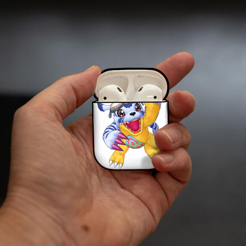 Digimon デジタルモンスター/デジモン AirPods 第2世代保護ケース ハードシェル ブラック 耐衝撃・防指紋・カラビナ付き