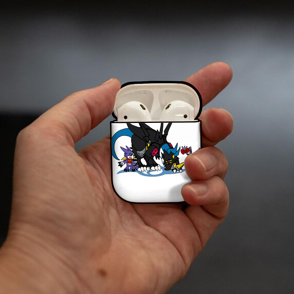 Digimon デジタルモンスター/デジモン AirPods 第2世代保護ケース ハードシェル ブラック 耐衝撃・防指紋・カラビナ付き